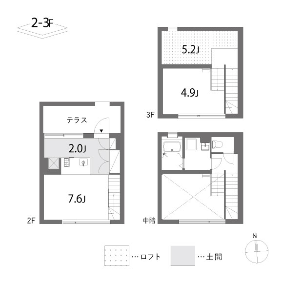 ATRIA 44.81+loft8.54㎡の間取り図