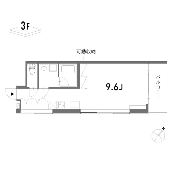 フラットカズン 30.4㎡の間取り図