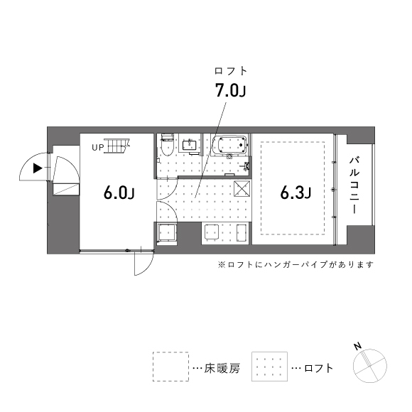 est 33.14㎡+LOFT11.43㎡の間取り図