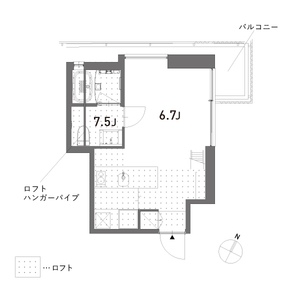 alefia 24.36㎡+loft13.09㎡の間取り図
