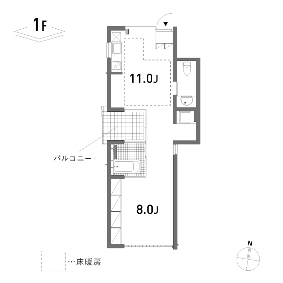 crevice 44.44㎡の間取り図