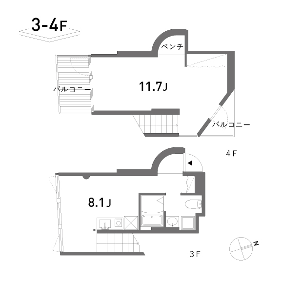 奥浅草ハイブリッド 43.35㎡の間取り図