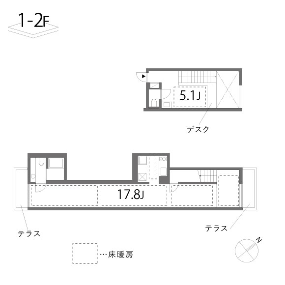 33 1/3 rpm 57.19㎡の間取り図