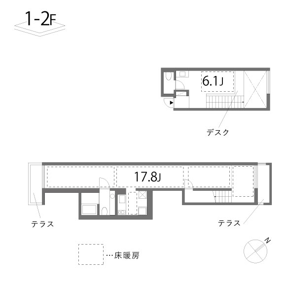 33 1/3 rpm 58.85㎡の間取り図