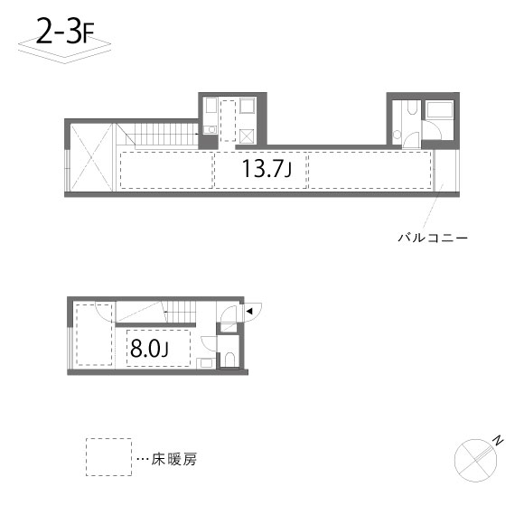 33 1/3 rpm 55.56㎡の間取り図