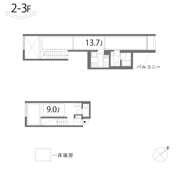 33 1/3 rpm 57.21㎡の間取り図
