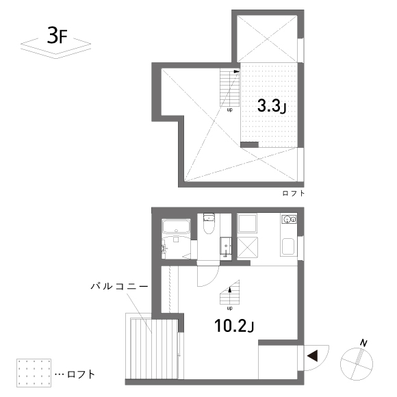 (仮称)本蓮沼プロジェクト 27.53㎡+loft5.40㎡の間取り図