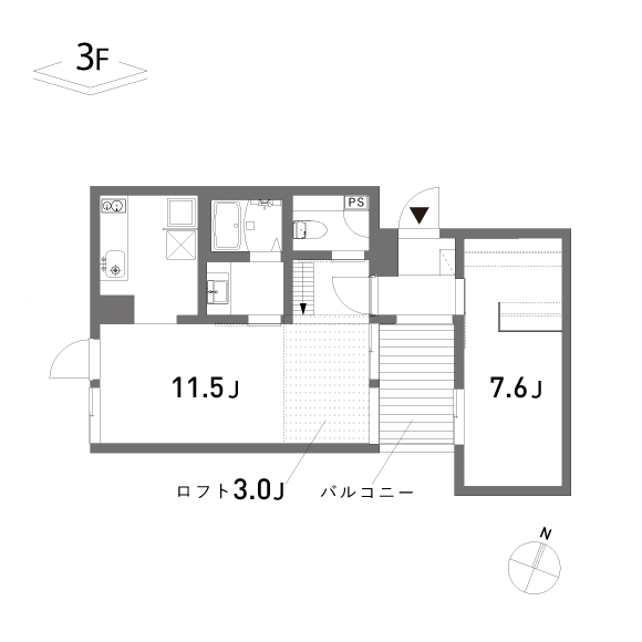 COLLAGE  HOUSE 47.34㎡+loft4.96㎡の間取り図