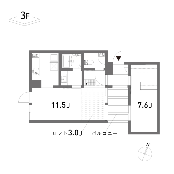 COLLAGE  HOUSE 47.34㎡+loft4.96㎡の間取り図