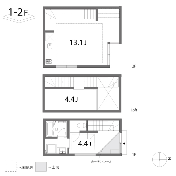 Lani 代沢 41.39㎡＋loft7.26㎡の間取り図