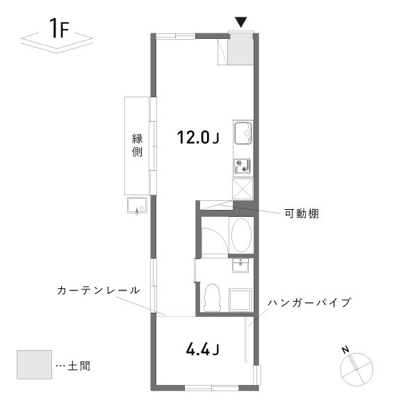 The Orchard Yahata [C1]34.78㎡の間取り図