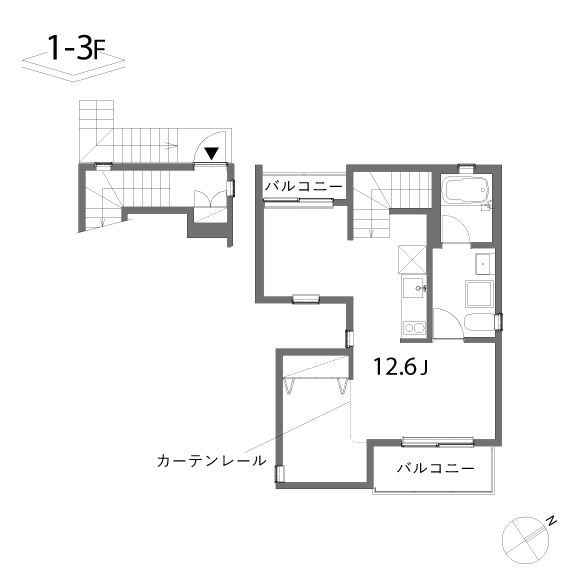 拳山荘 34.26㎡の間取り図