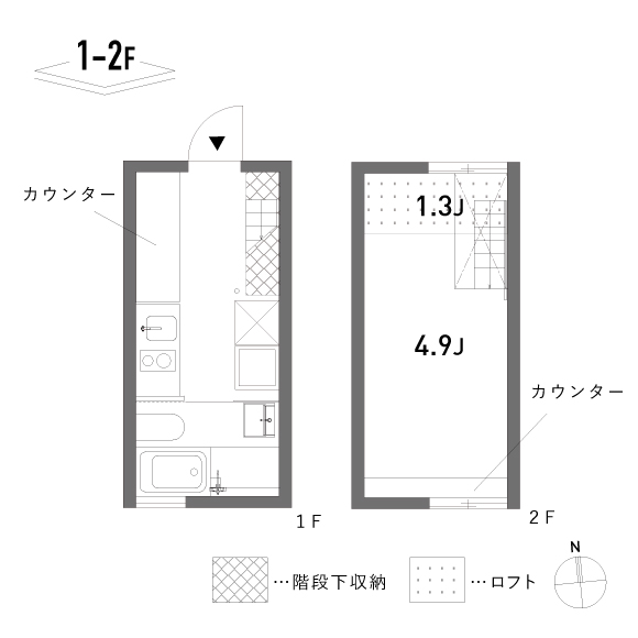 torre 20.66㎡＋Loft2.28㎡の間取り図