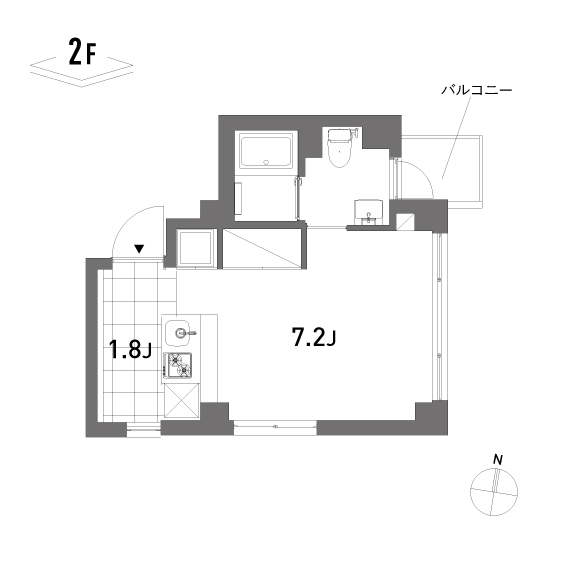 APARTMENT O2 east 26.17㎡の間取り図