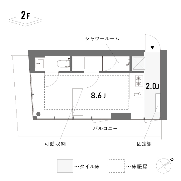 KAJITA APARTMENTS 26.65㎡の間取り図