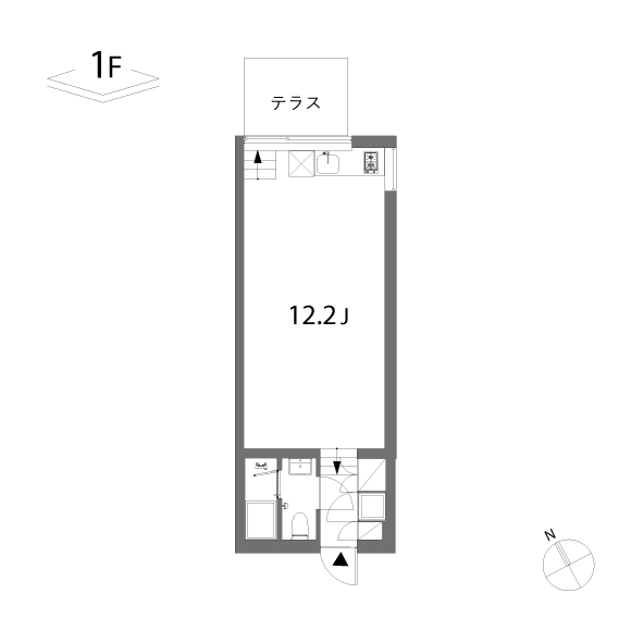 KAMIUMA PLACE 32.93㎡の間取り図