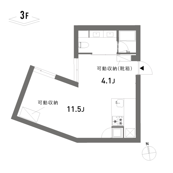 KAMIUMA PLACE 42.40㎡の間取り図