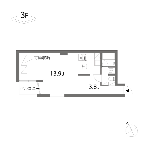 KAMIUMA PLACE 43.97㎡の間取り図