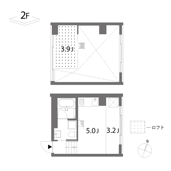 SL Court 24.15㎡+loft6.69㎡の間取り図