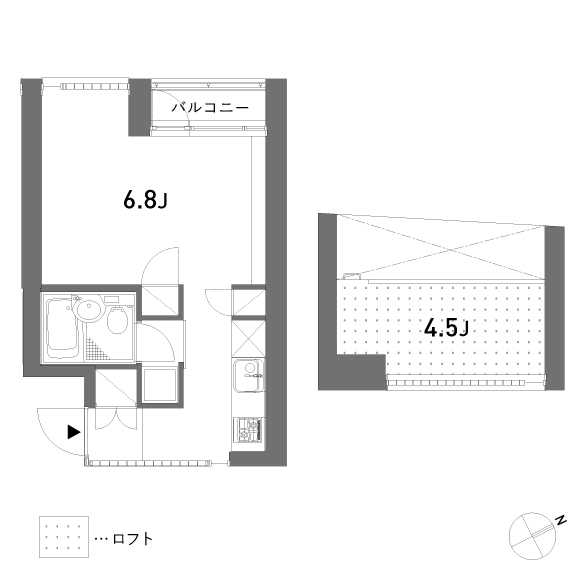 SPIRAL 25.03㎡＋loft8.07㎡の間取り図