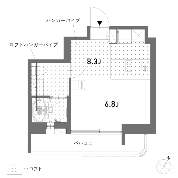 alefia 23.49㎡+loft13.51㎡の間取り図