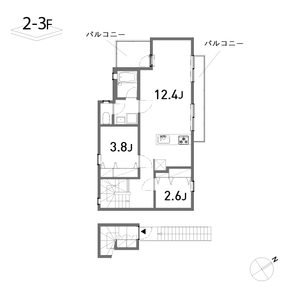 拳山荘 51.21㎡の間取り図
