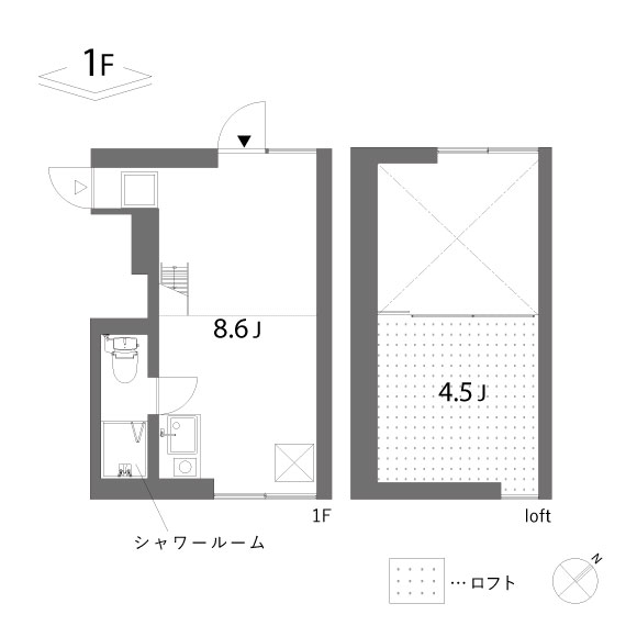 タケイハウス 17.42㎡+loft7.11㎡の間取り図